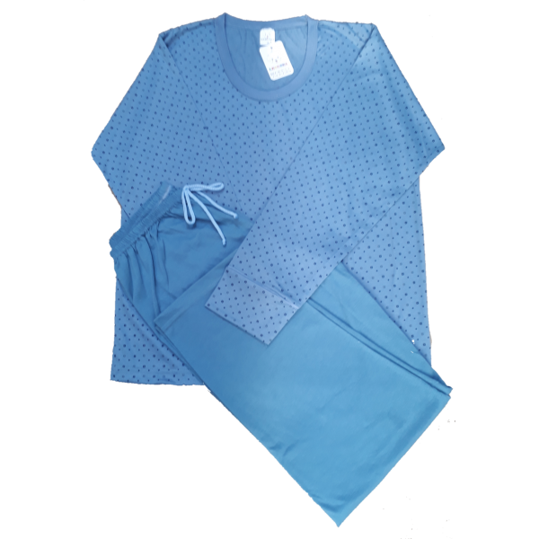 0367 Pijama Azul com Quadrados e Calça Azul 14